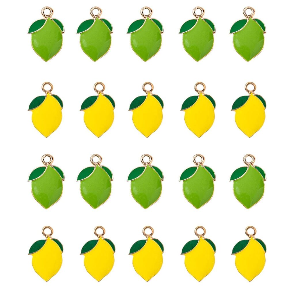 6478 20 Pcs Lemon Charms, Lemon Pendants, Alloy Lemon Accessories, Fruit